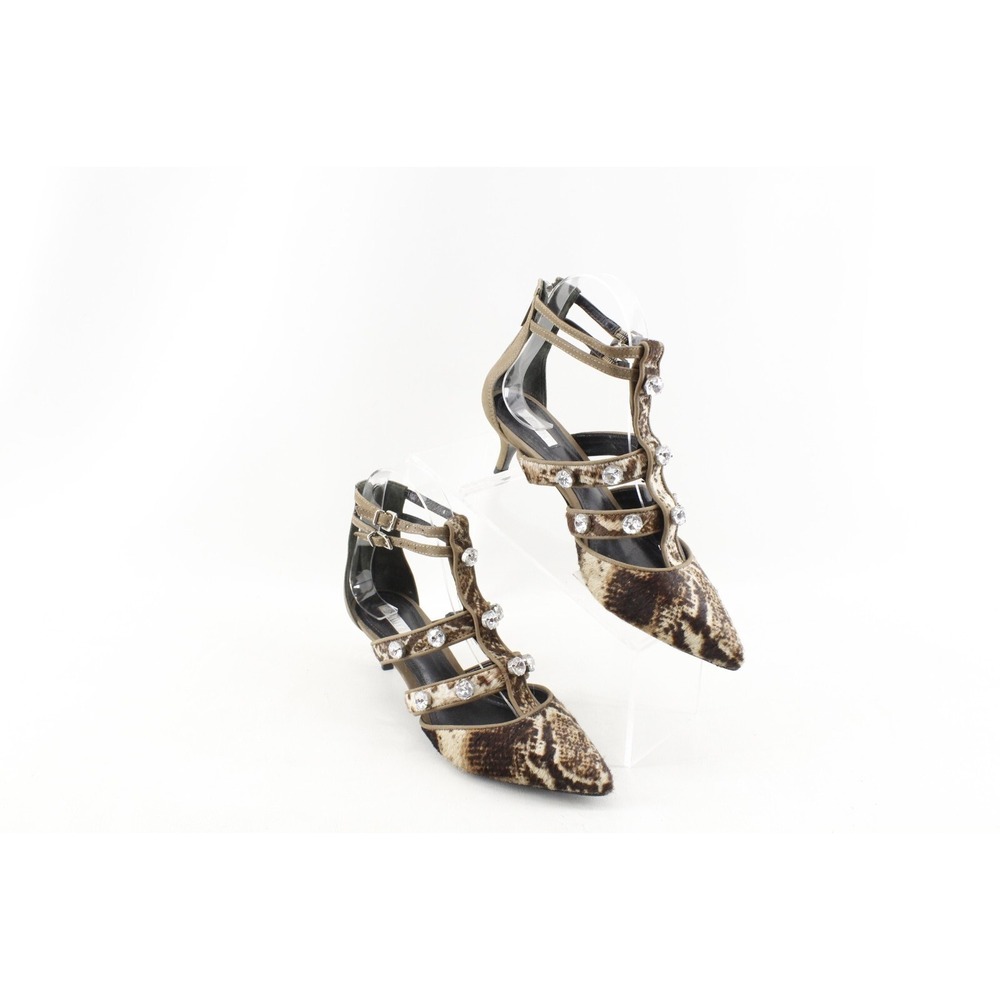 Schutz Strappy Rhinestone Fur Heels Size  6B‎